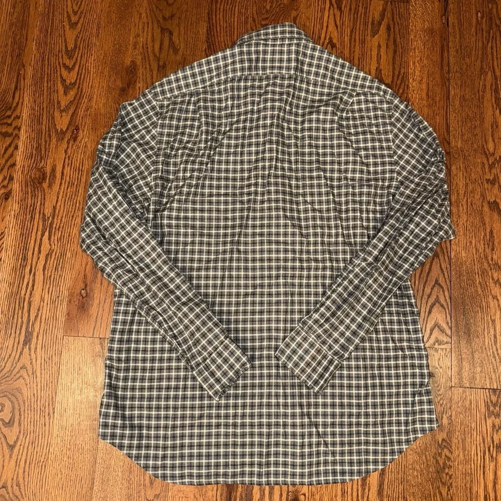 Polo Ralph Lauren Long Sleeve Button Up Shirt Men's 2XL Slim Fit Grey Blue Plaid